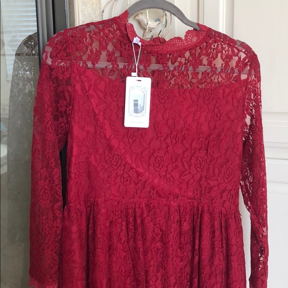 Dresses & Skirts - Red Floral Lace Dress